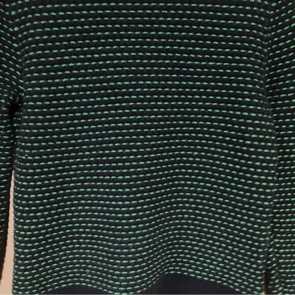 J. Crew Womens Turtleneck Ski Sweater Navy Blue Green Striped Soft Pullover Sz M - Picture 4 of 9
